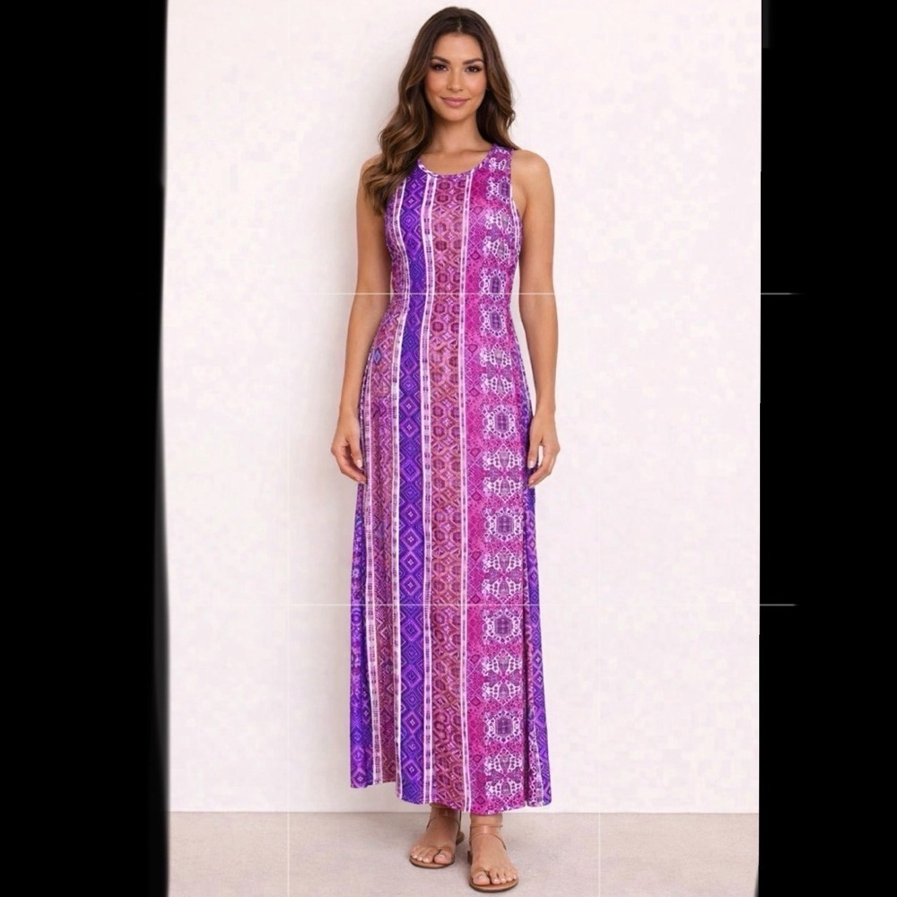 MinkPink Multicolor Aztec Sleeveless Cinch Waist Maxi Dress Size S